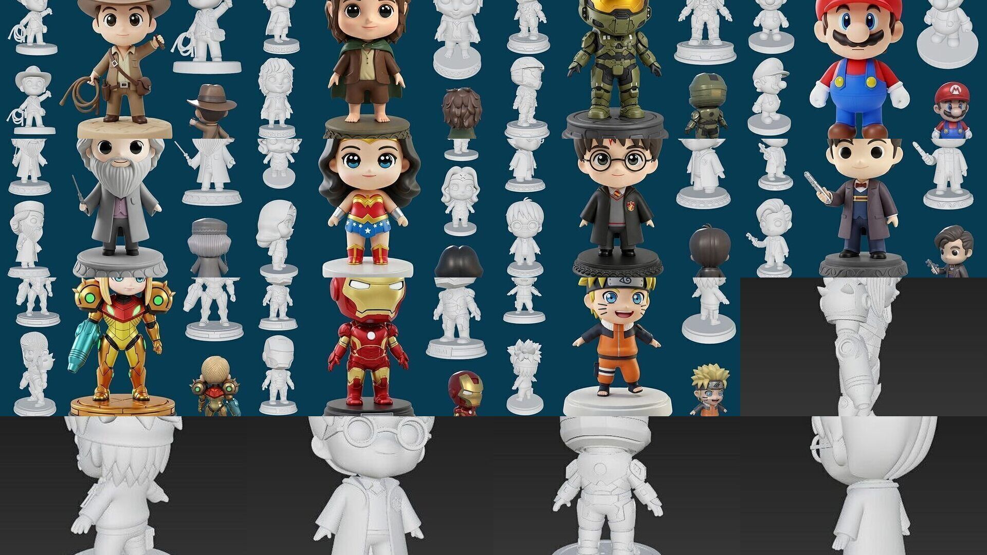 27 Mini Hero Figures  3D Printable Character Collection Set _3