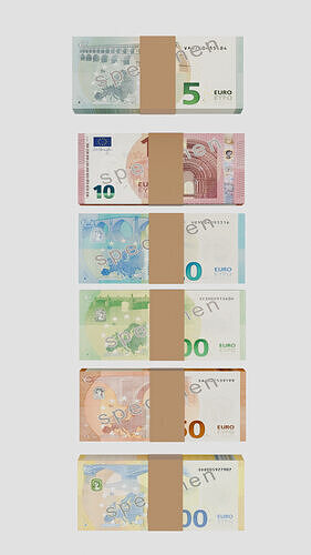 High-Quality 3D Euro Banknotes Model Free 3D model