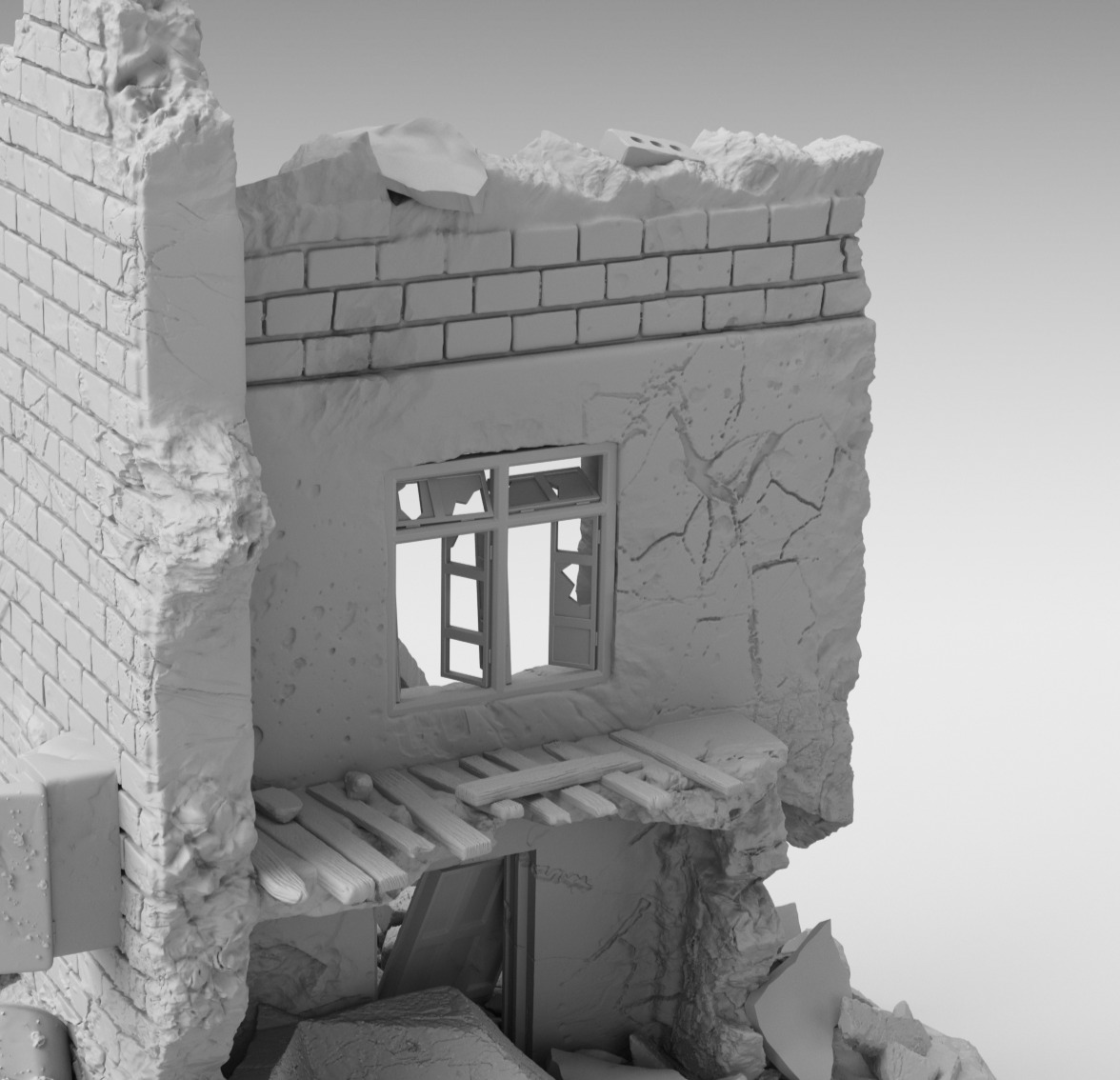 Two surviving walls of the house 3D print model_3