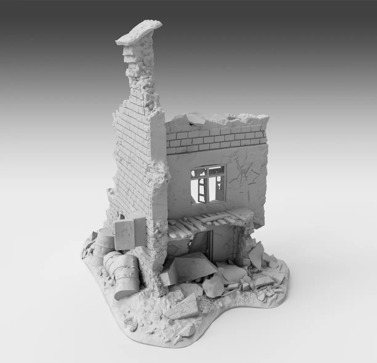 Two surviving walls of the house 3D print model_0