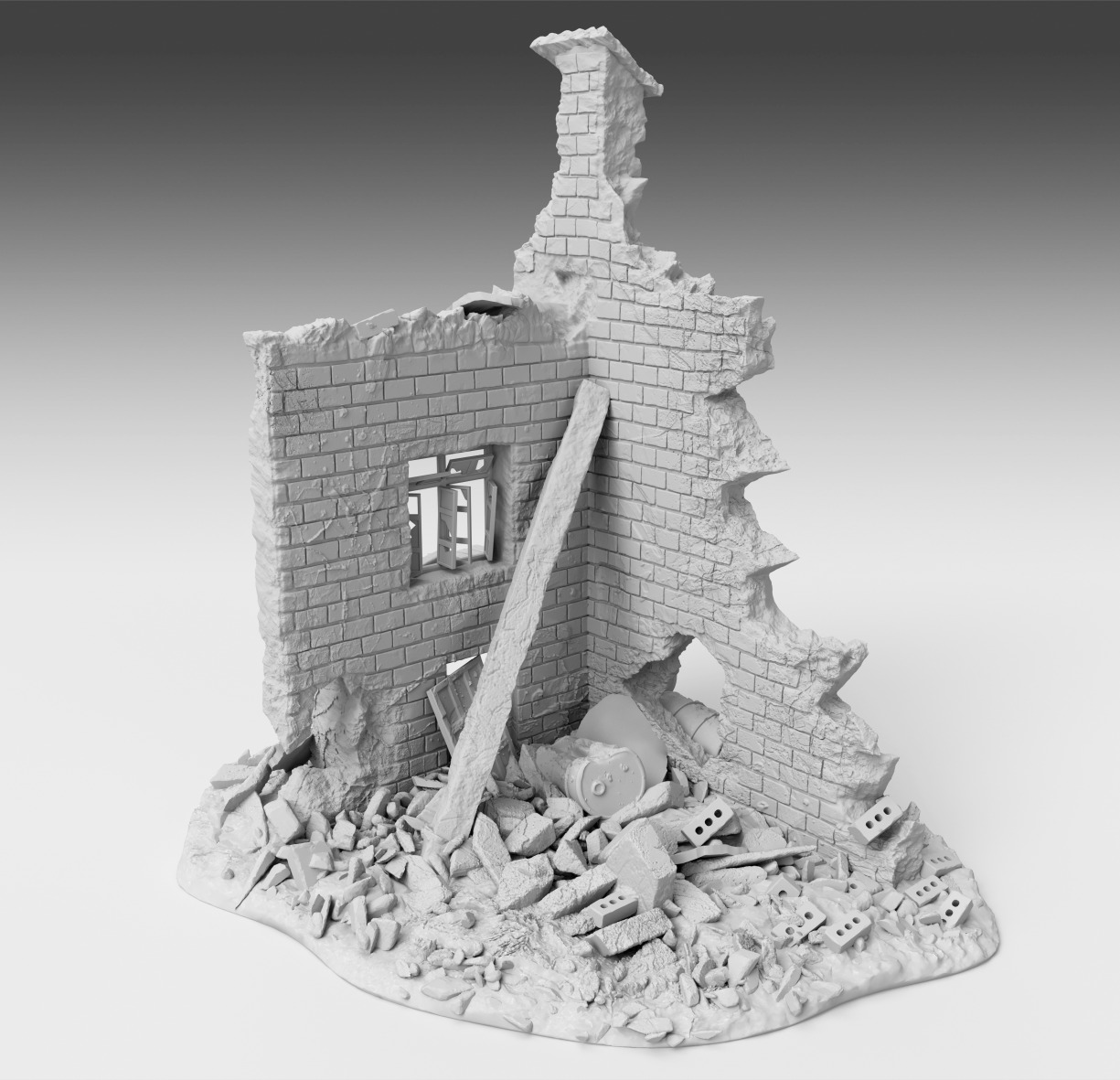 Two surviving walls of the house 3D print model_1