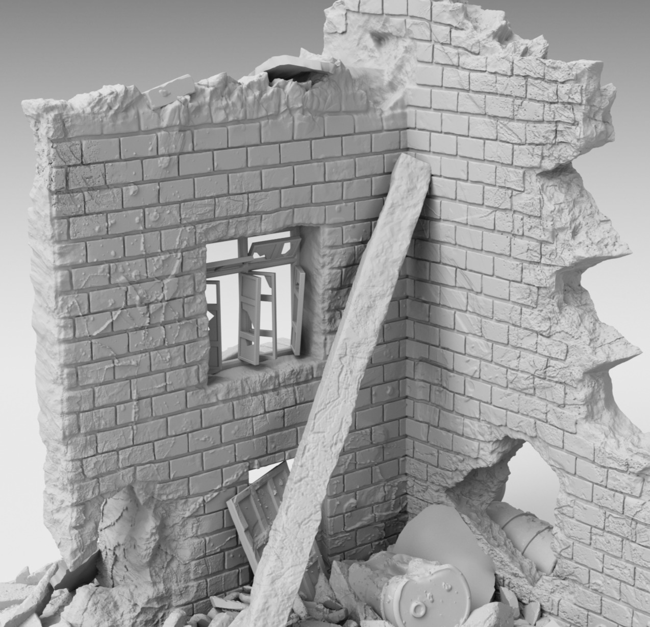 Two surviving walls of the house 3D print model_7