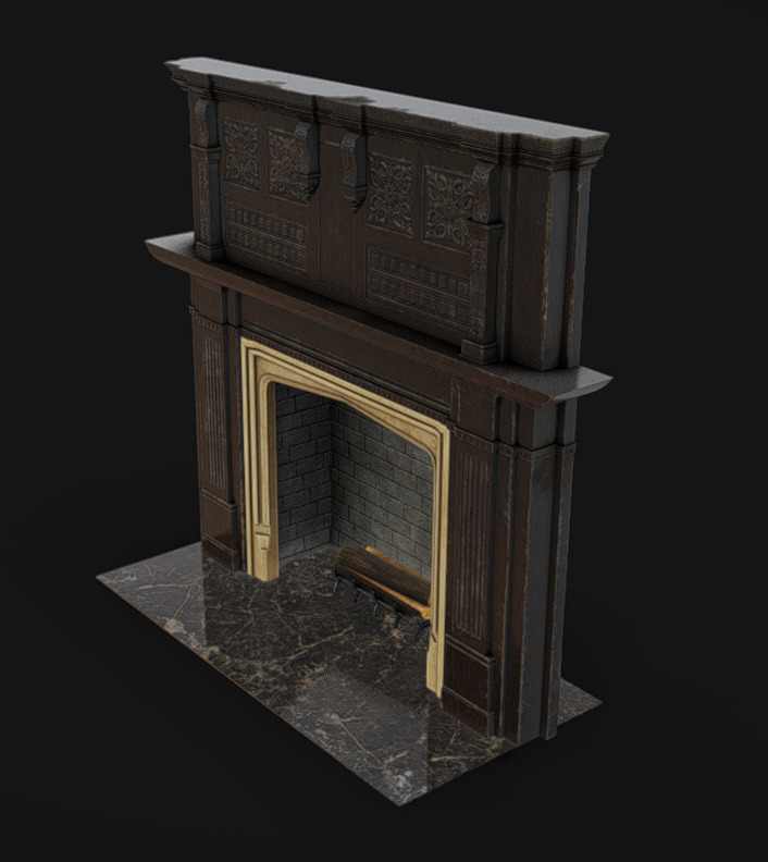 Fireplace 02 Low-poly 3D model_3