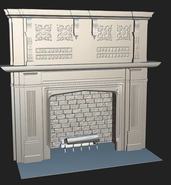 Fireplace 02 Low-poly 3D model_5