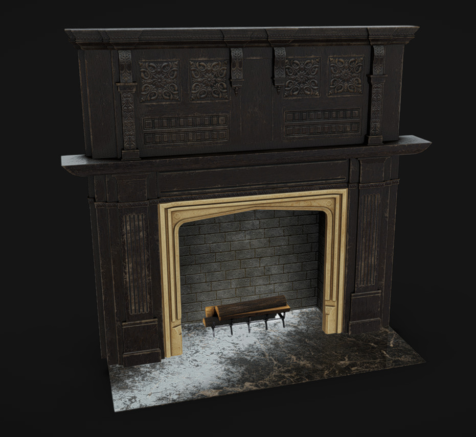 Fireplace 02 Low-poly 3D model_2