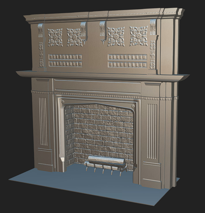 Fireplace 02 Low-poly 3D model_6