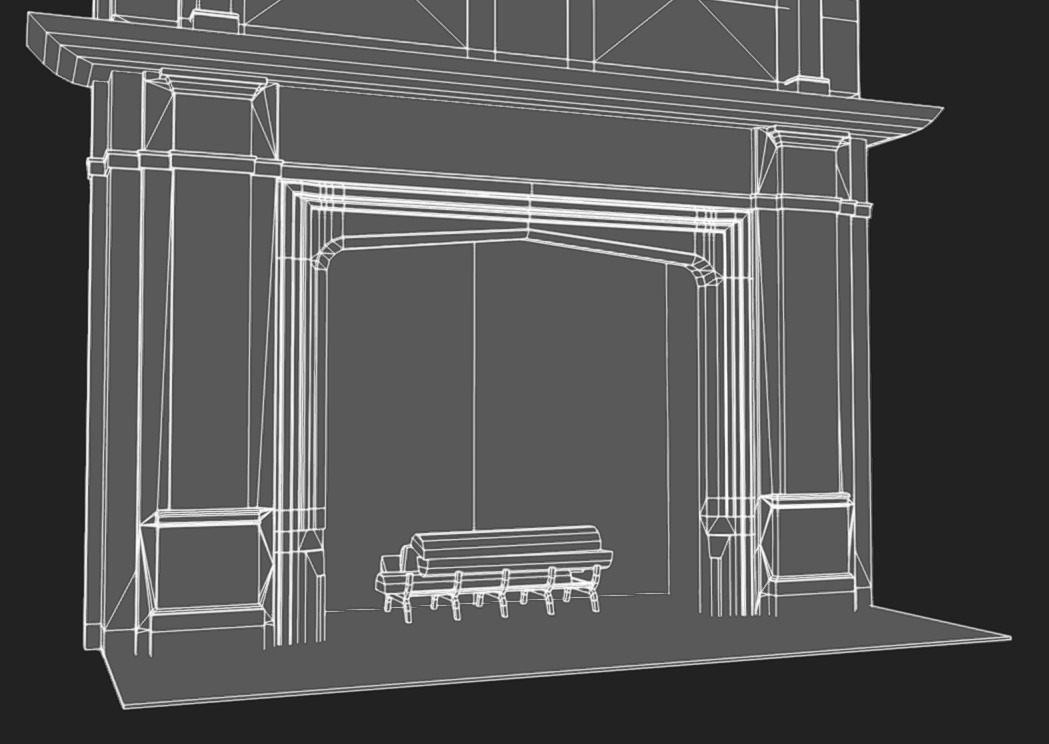 Fireplace 02 Low-poly 3D model_8