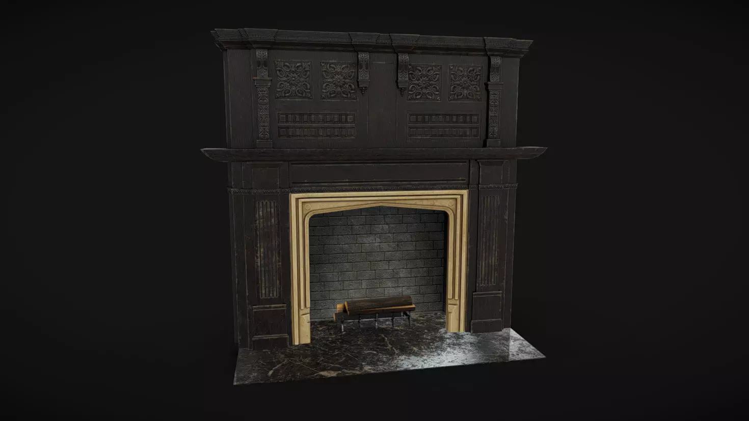 Fireplace 02 Low-poly 3D model_0