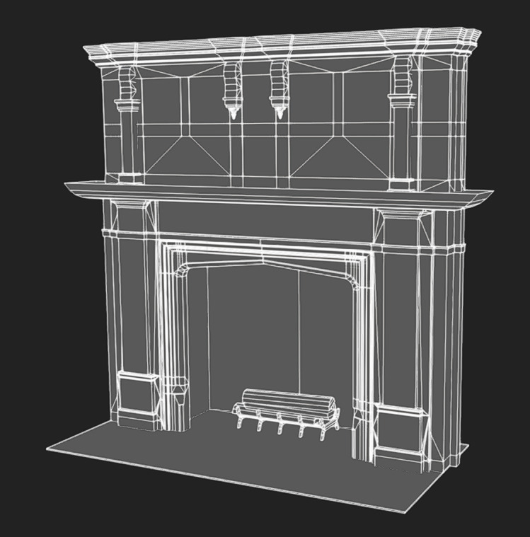 Fireplace 02 Low-poly 3D model_7