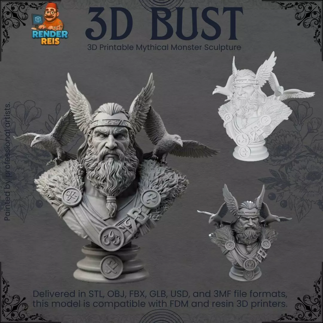 Lord of the Ravens Odin Bust 3D print model