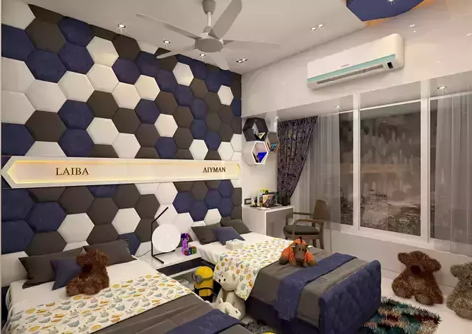 MODERN KIDS BEDROOM SKETCHUP SCENE DS001 3D model