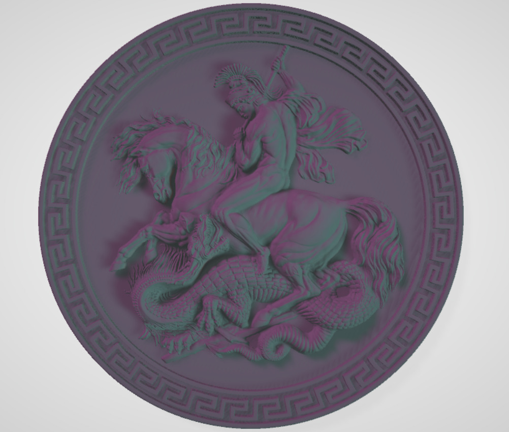 St George the Dragon Slayer 3D STL Relief for CNC 3D print model_1