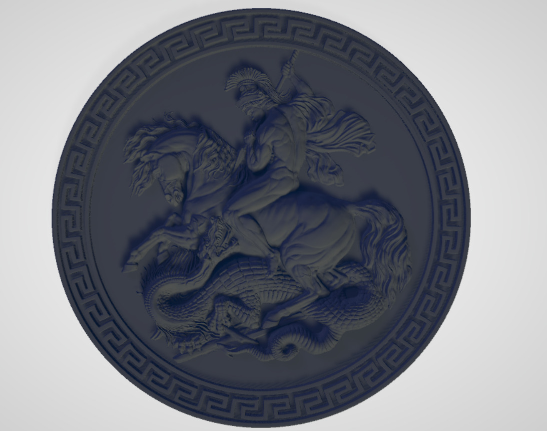 St George the Dragon Slayer 3D STL Relief for CNC 3D print model_3