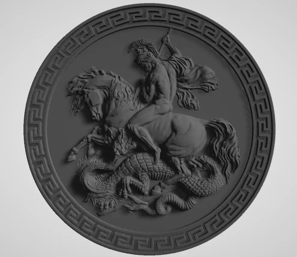 St George the Dragon Slayer 3D STL Relief for CNC 3D print model_0