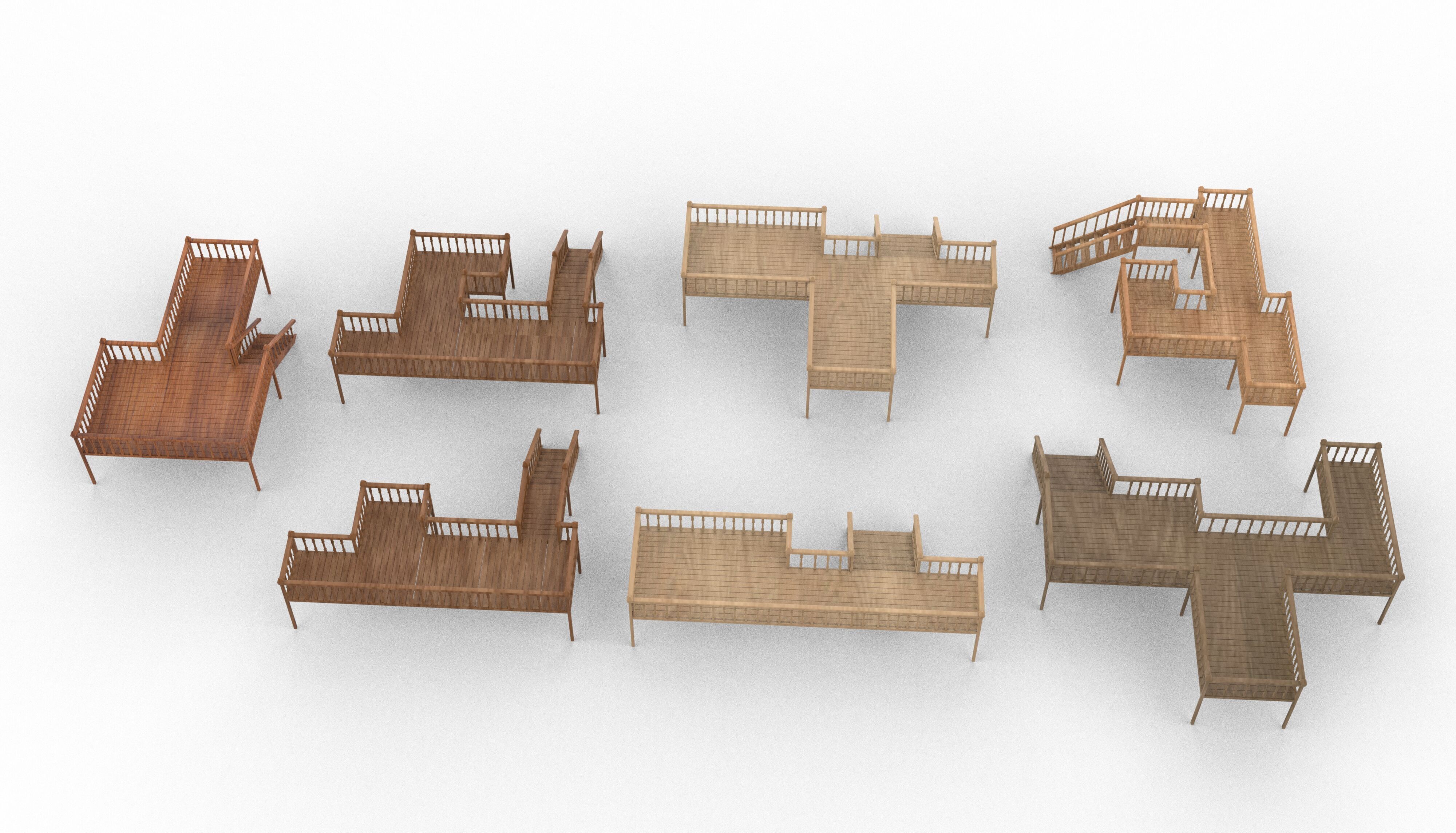 Multi wooden Deck 3D model_13