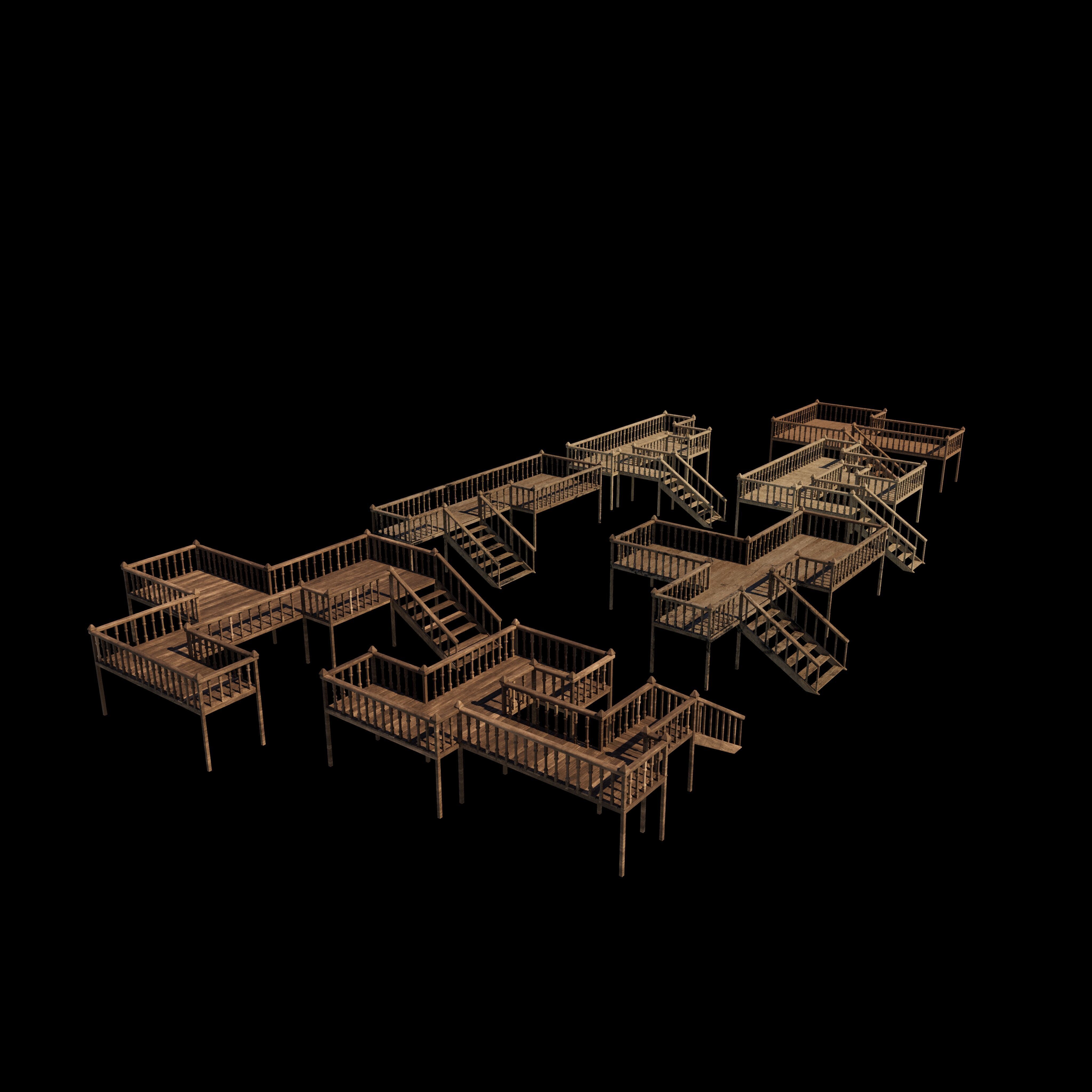 Multi wooden Deck 3D model_5