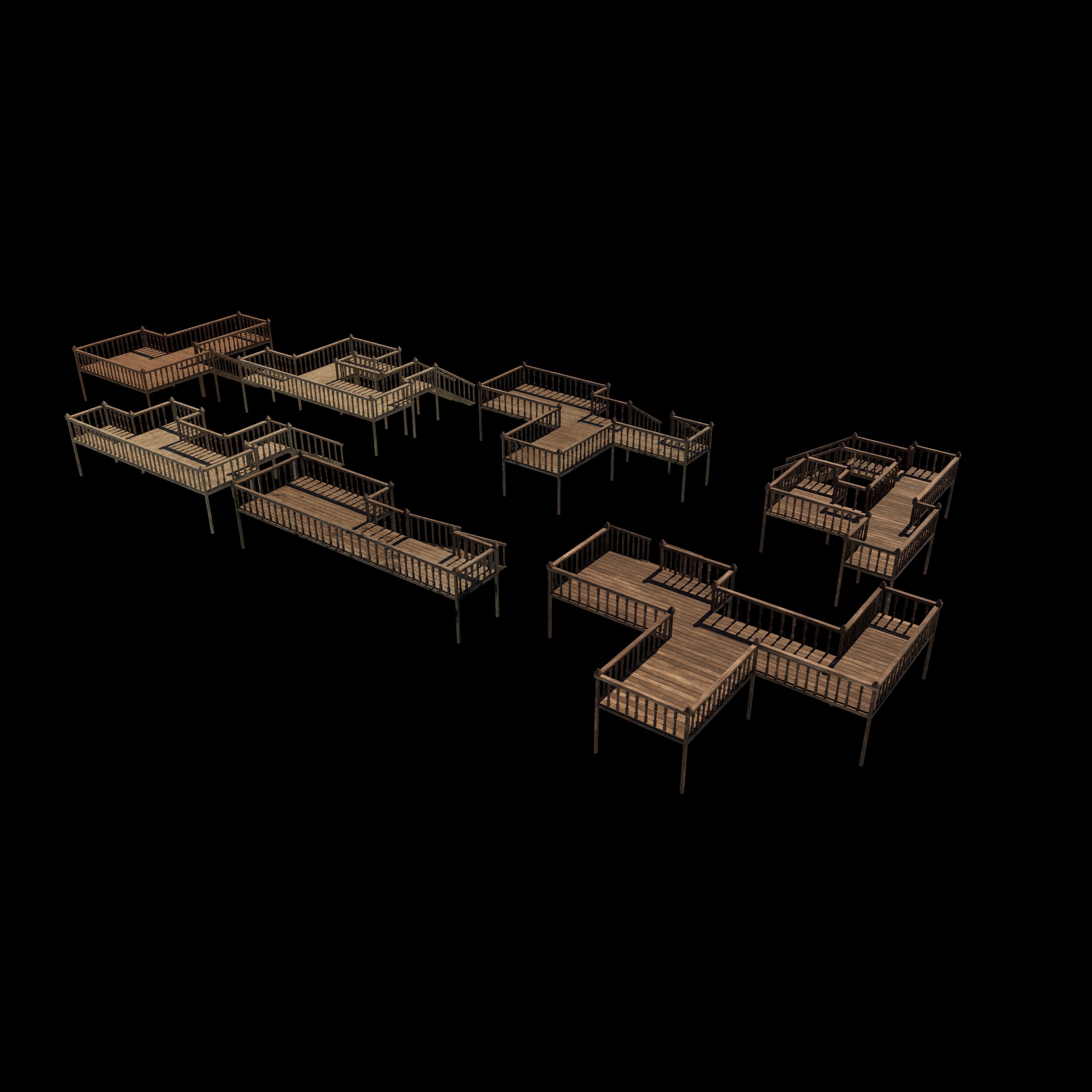 Multi wooden Deck 3D model_3