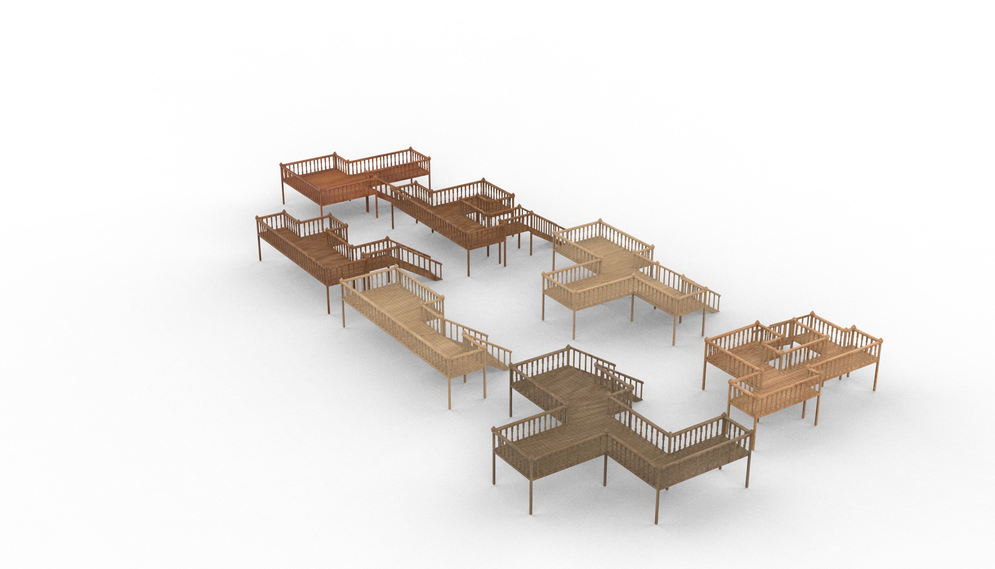 Multi wooden Deck 3D model_10