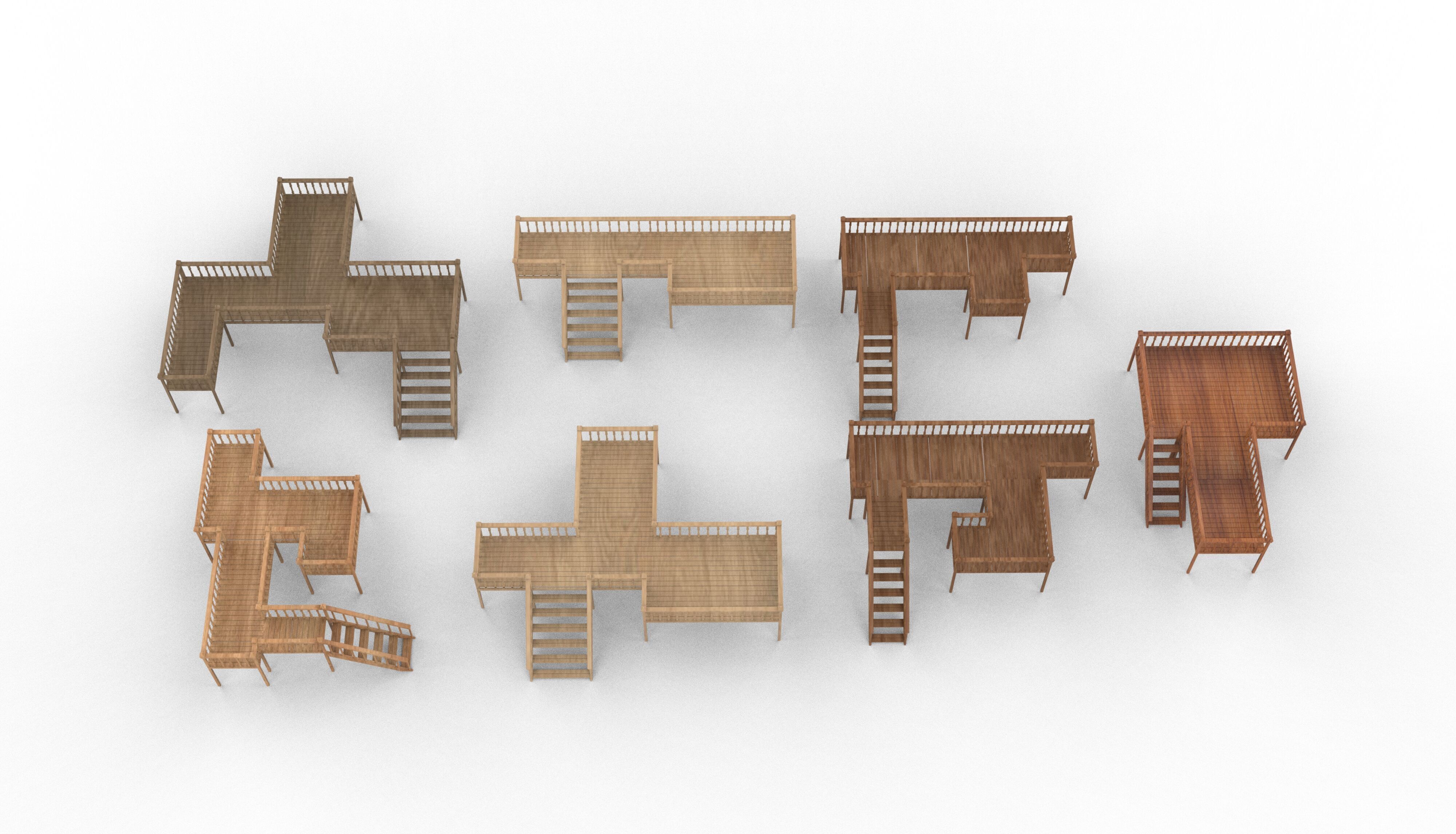 Multi wooden Deck 3D model_14