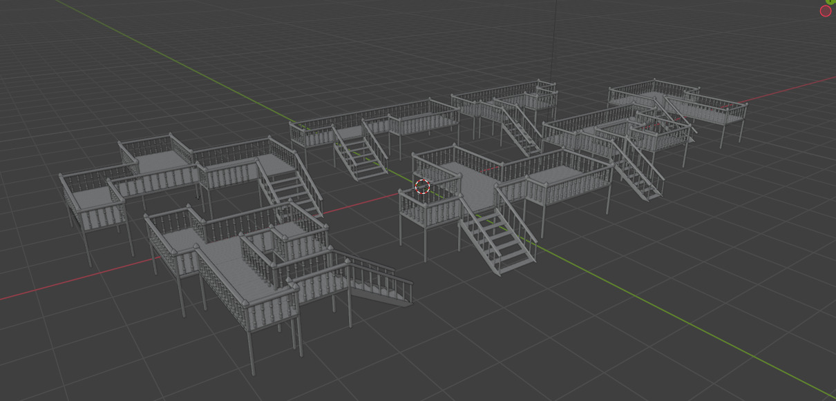 Multi wooden Deck 3D model_17