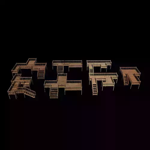 Multi wooden Deck 3D model