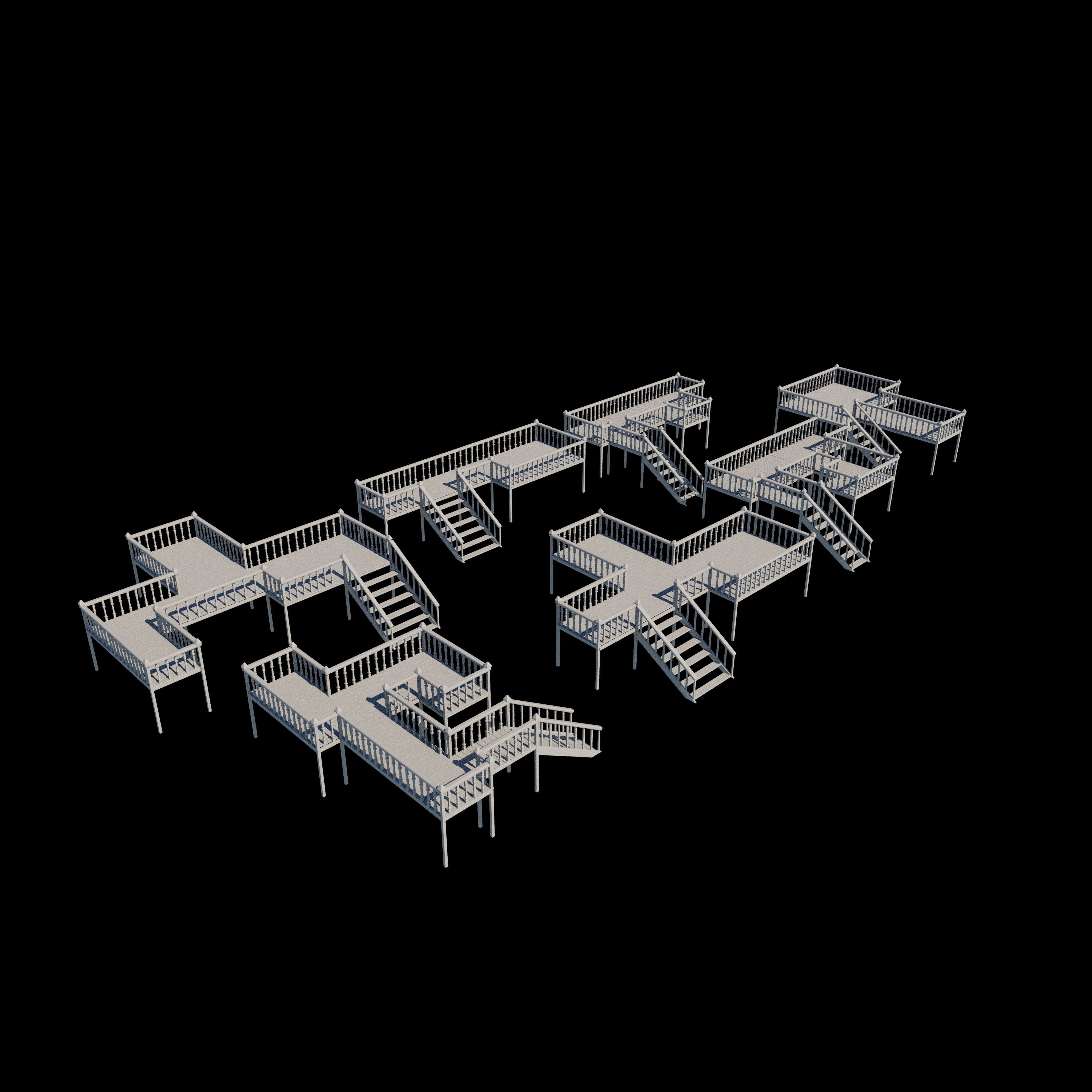 Multi wooden Deck 3D model_7