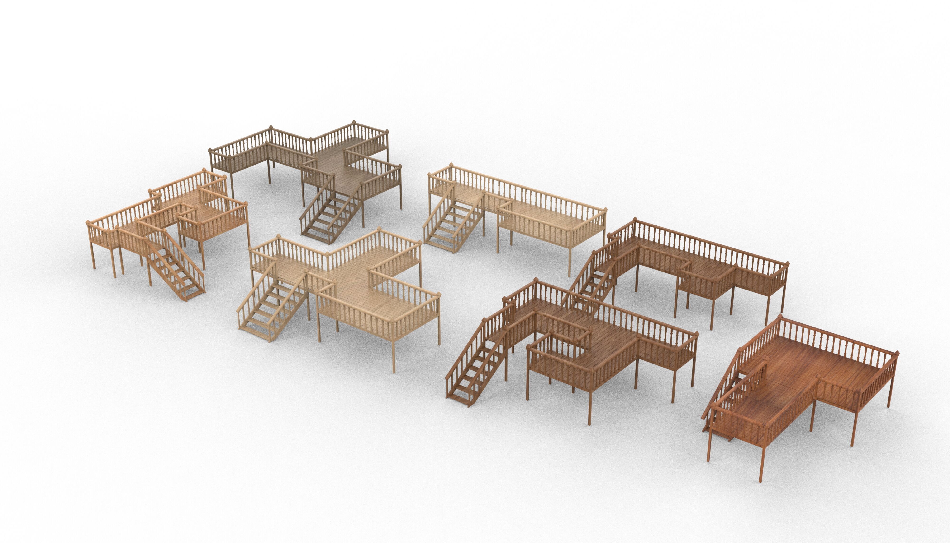 Multi wooden Deck 3D model_11