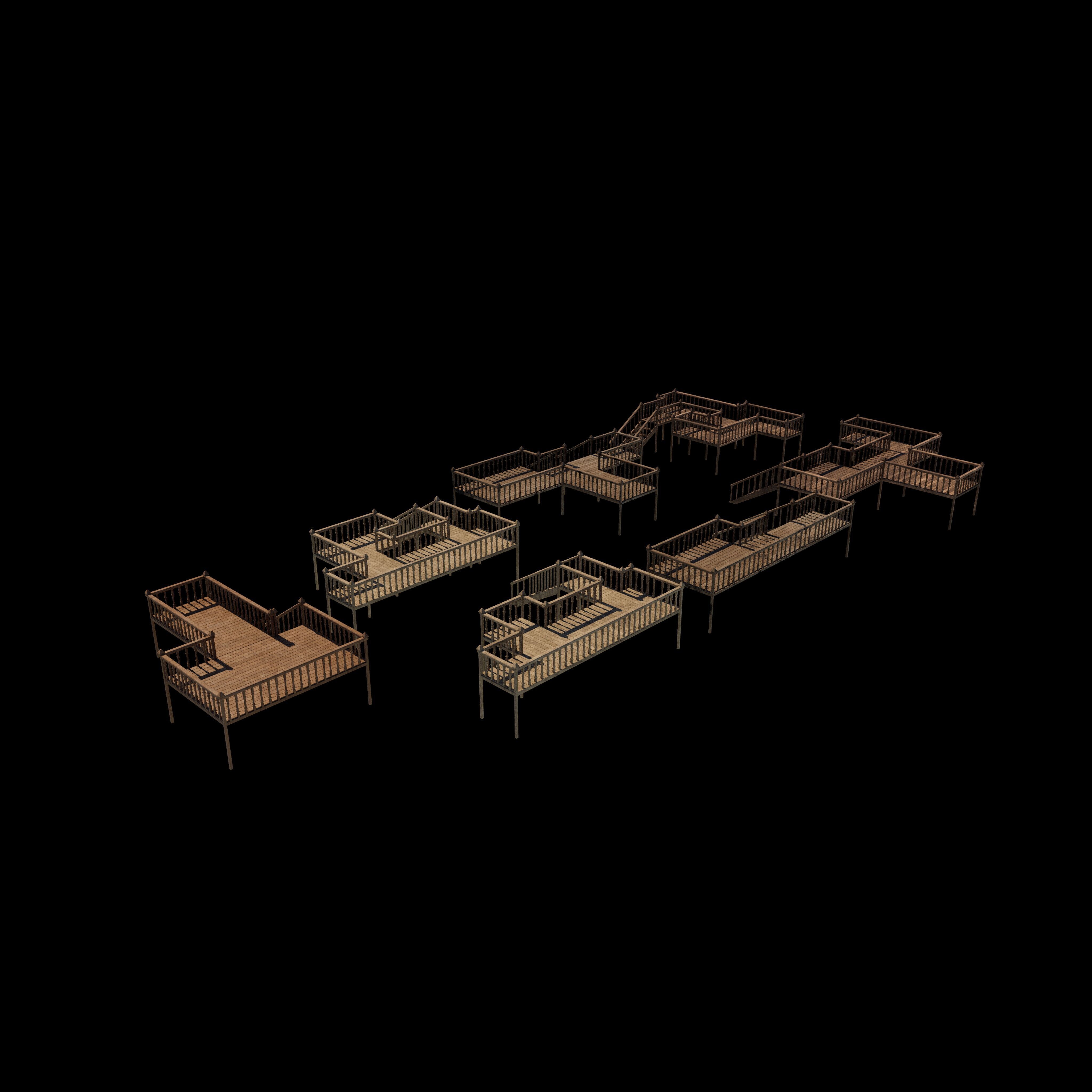 Multi wooden Deck 3D model_6
