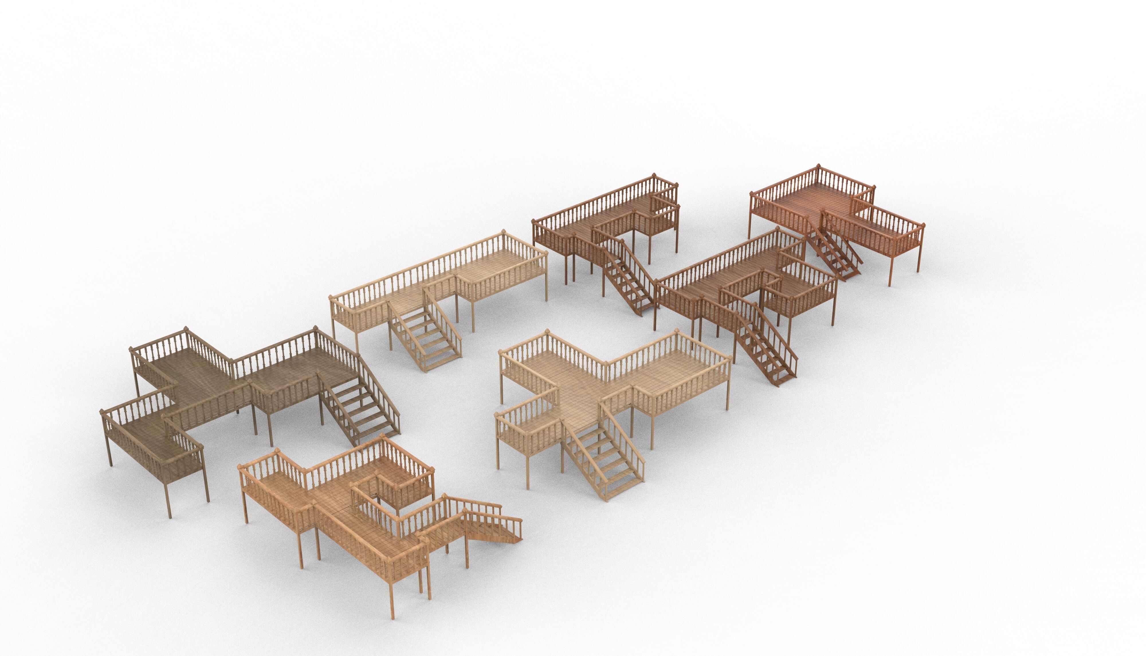 Multi wooden Deck 3D model_9