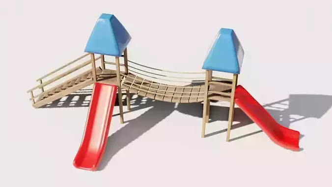 Playground castle with a slide