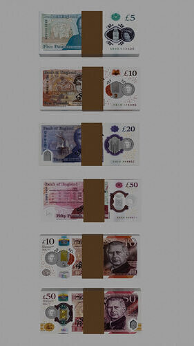 Realistic 3D British Pound Notes Model Free 3D model