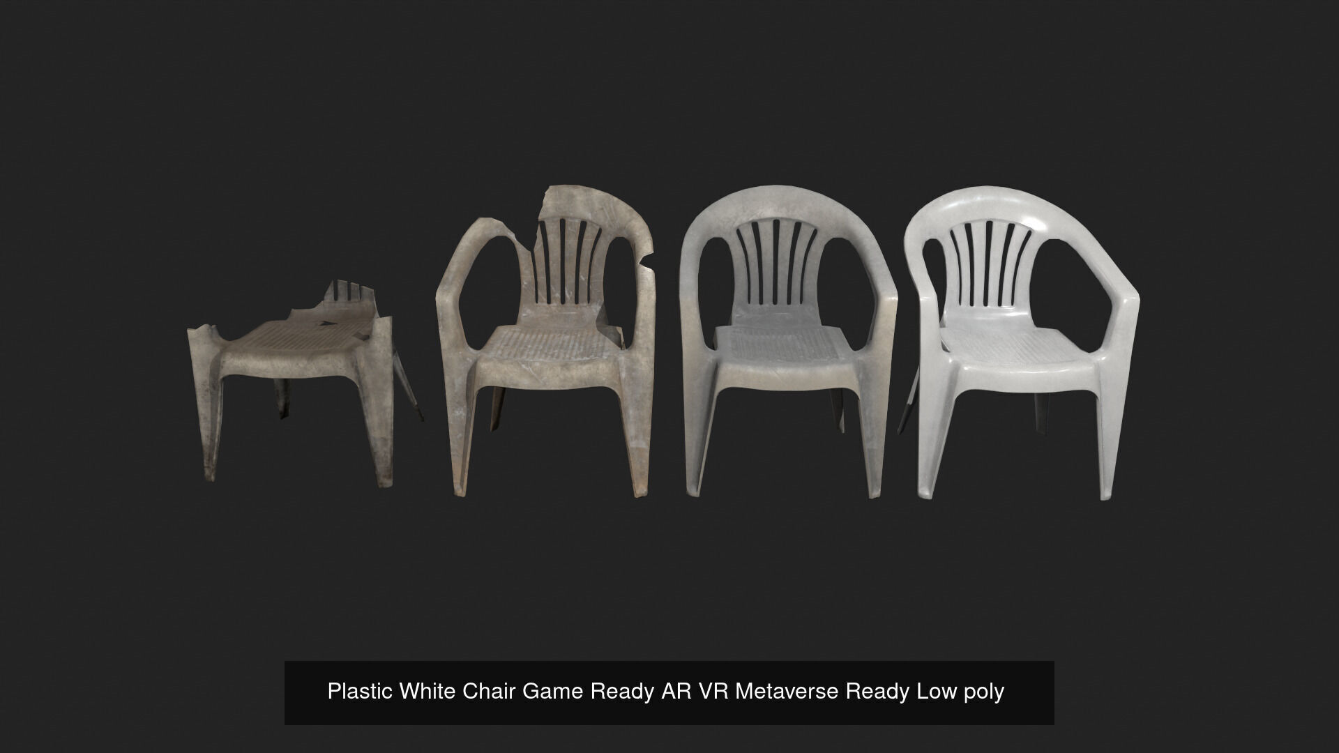 Plastic Red  and White Chair Game Ready AR VR Metaverse Ready 3D Model Collection_5