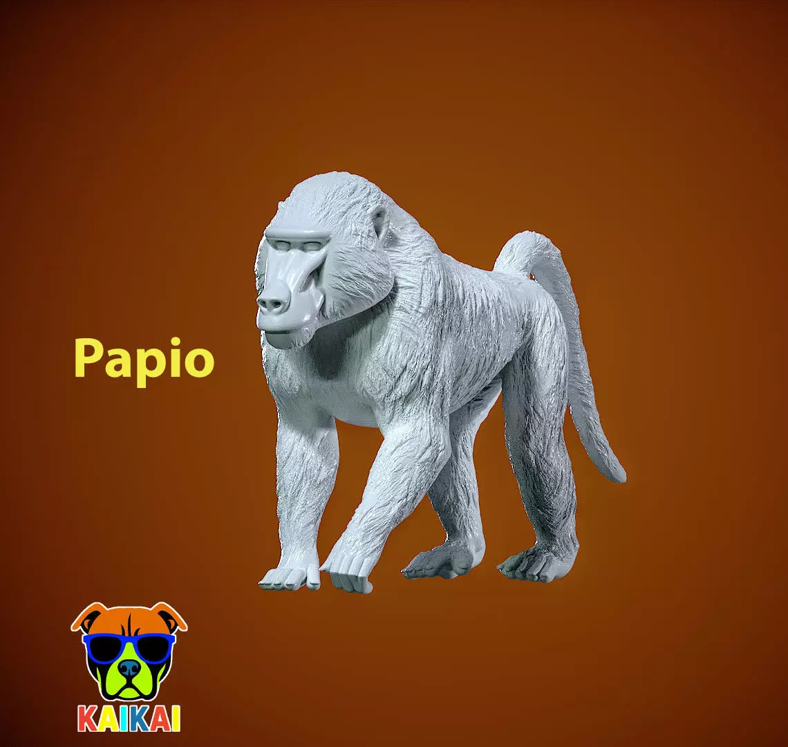 Papio model - Olive Baboon model- statue - 3D print 3D print model
