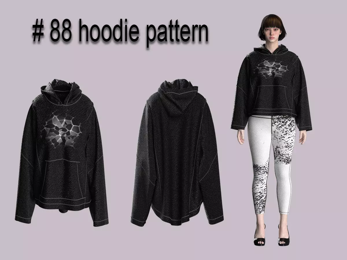 88 hoodie pattern 3D print model_0