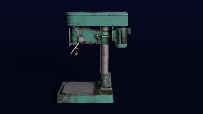 Vintage rusted NS-12 drilling machine Low-poly 3D model