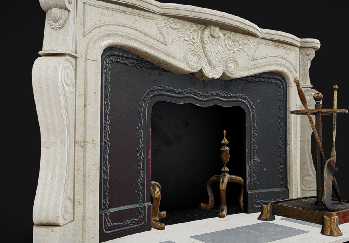Fireplace 03 Low-poly 3D model_3