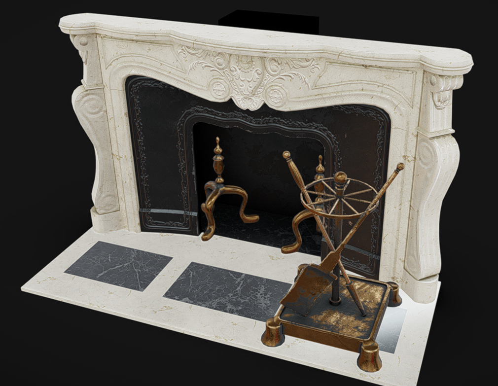 Fireplace 03 Low-poly 3D model_2