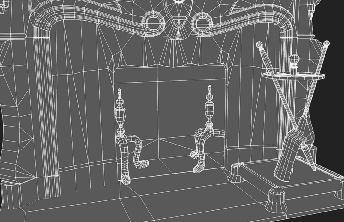 Fireplace 03 Low-poly 3D model_9