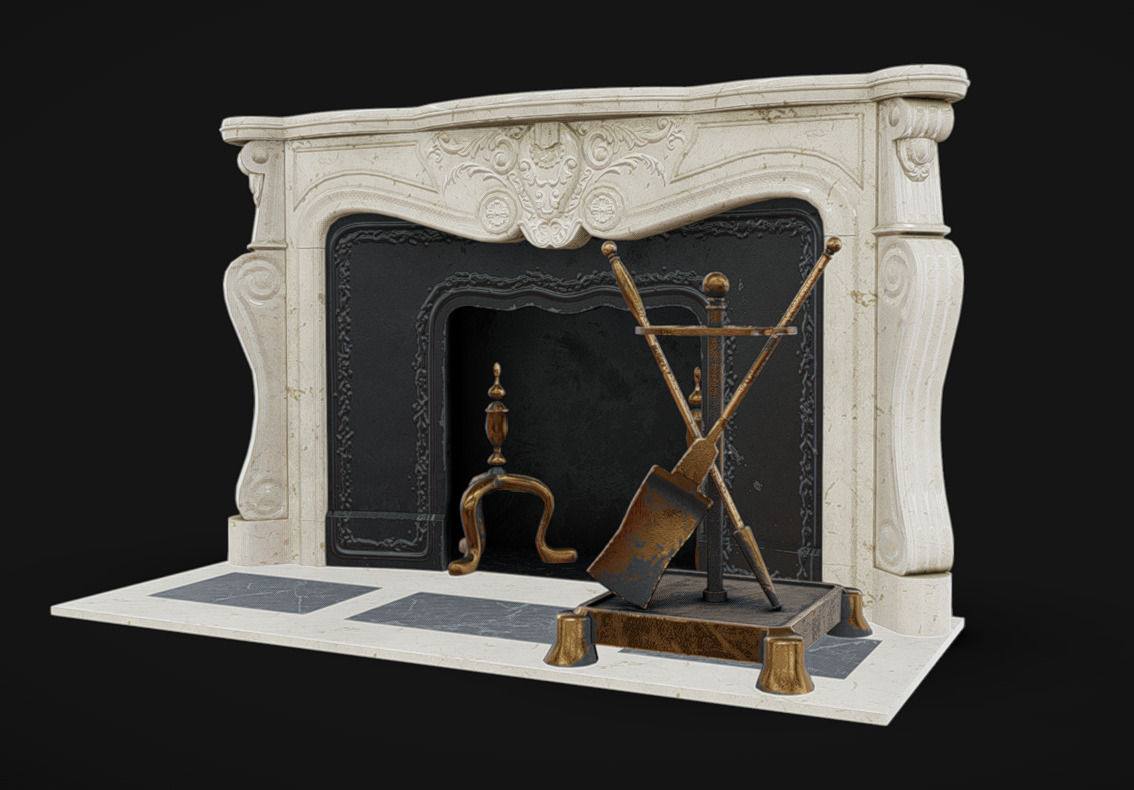 Fireplace 03 Low-poly 3D model_1