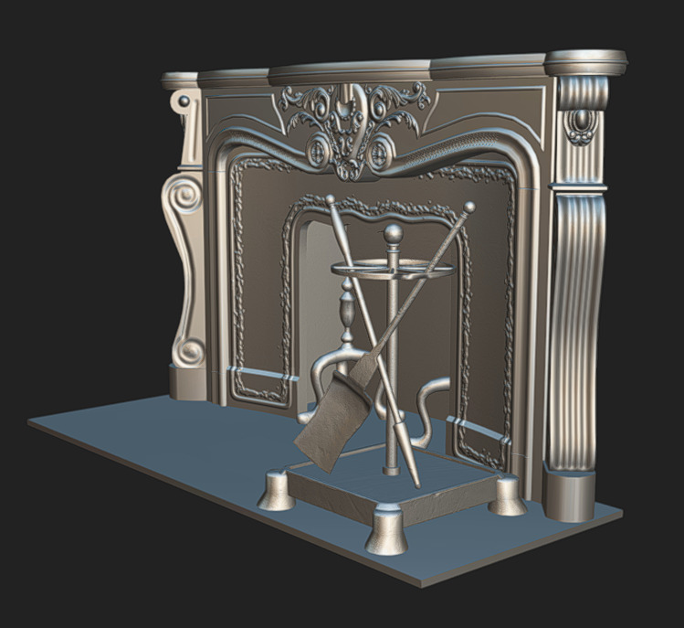 Fireplace 03 Low-poly 3D model_7