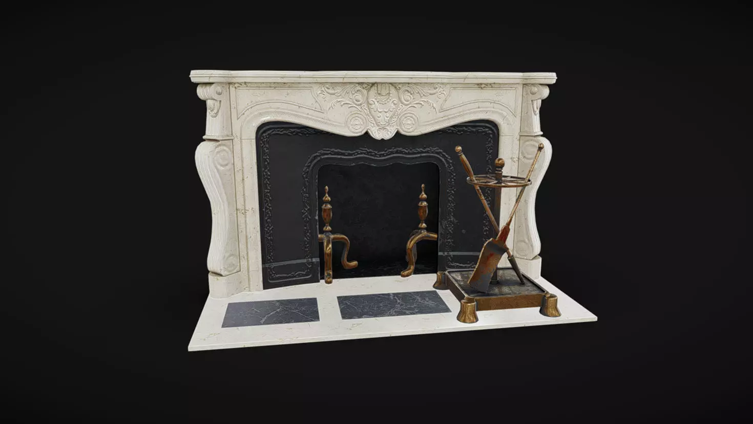 Fireplace 03 Low-poly 3D model_0