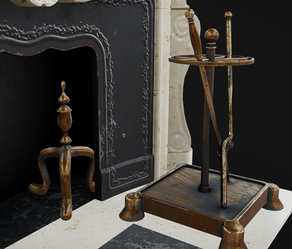 Fireplace 03 Low-poly 3D model_5