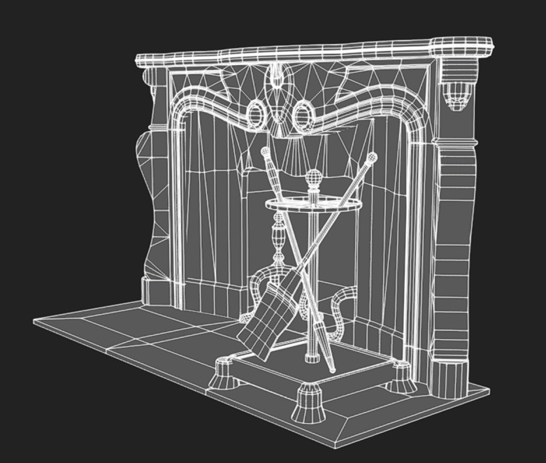 Fireplace 03 Low-poly 3D model_8