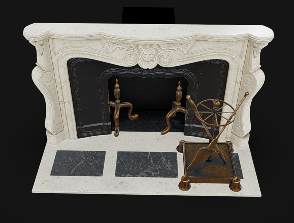 Fireplace 03 Low-poly 3D model_4