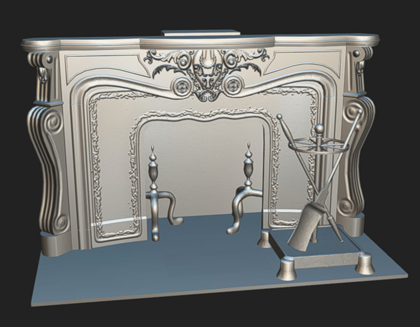 Fireplace 03 Low-poly 3D model_6