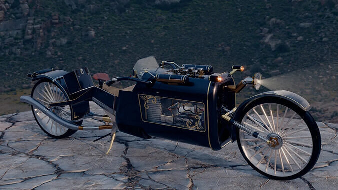 Steampunk Bike - WITH MATERIALS 3D model