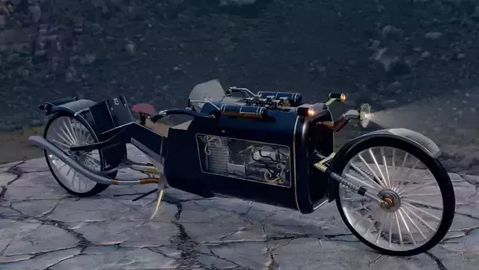 Steampunk Bike - WITH MATERIALS 3D model