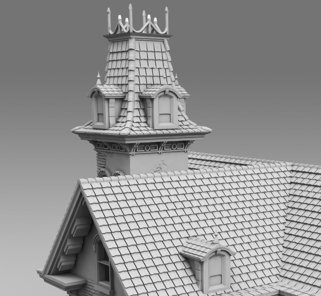 An old European house 3D print model_11