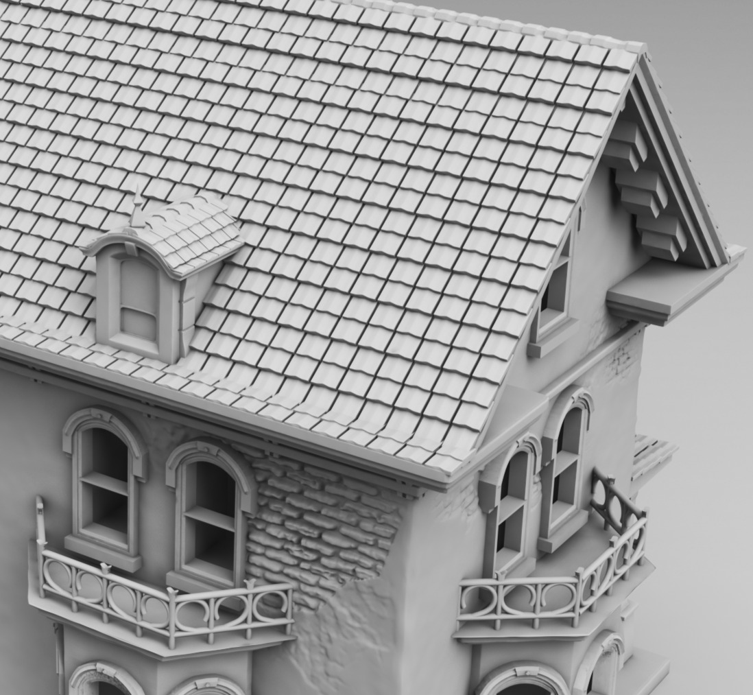 An old European house 3D print model_9