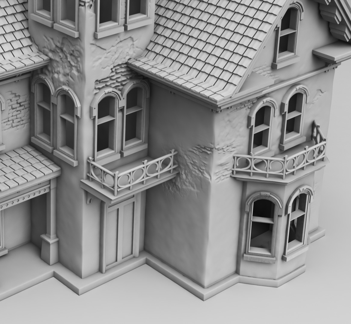 An old European house 3D print model_6